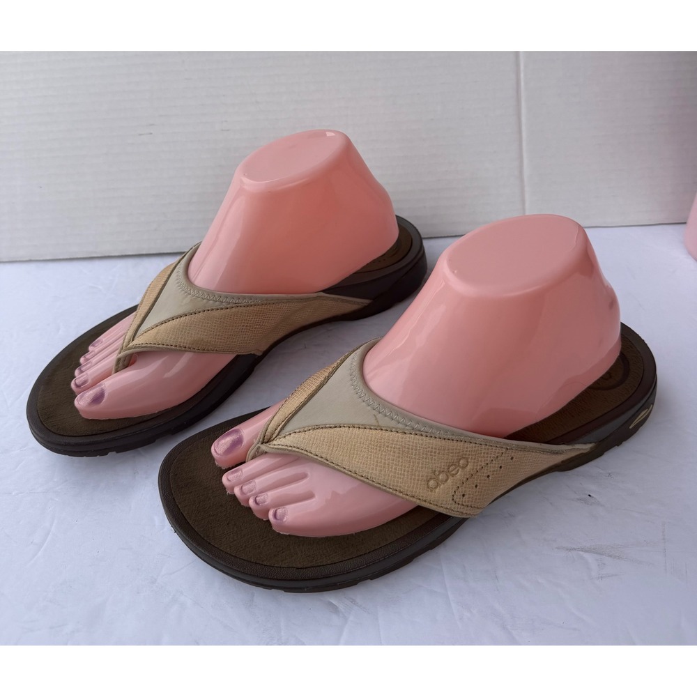 Abeo B.I.O. System Cream Beige Comfort Flip Flop Thong Sandals Sz 9